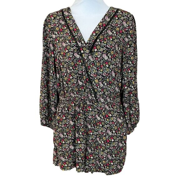 Ann Taylor LOFT Floral Long Sleeve V-Neck Garden Wrap Romper Ladies XS Pockets - Picture 1 of 9